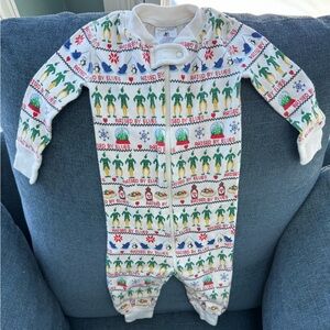 Hanna Andersson Kids Pajamas Footies with Elf Print